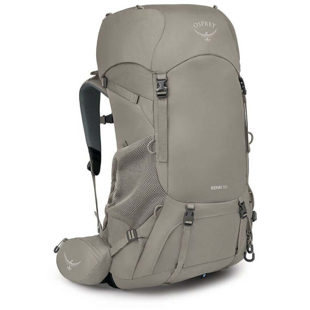 Osprey Renn 50L - Women backpack with women's-specific fit, ladder lock torso adjustment, and integrated raincover. Certified bluesign® product.