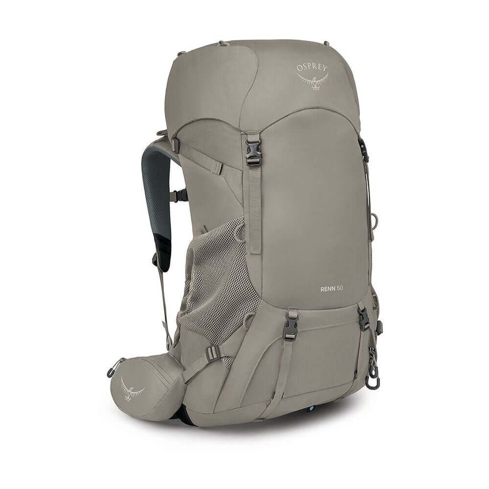 Osprey Renn 50L - Women backpack with women's-specific fit, ladder lock torso adjustment, and integrated raincover. Certified bluesign® product.