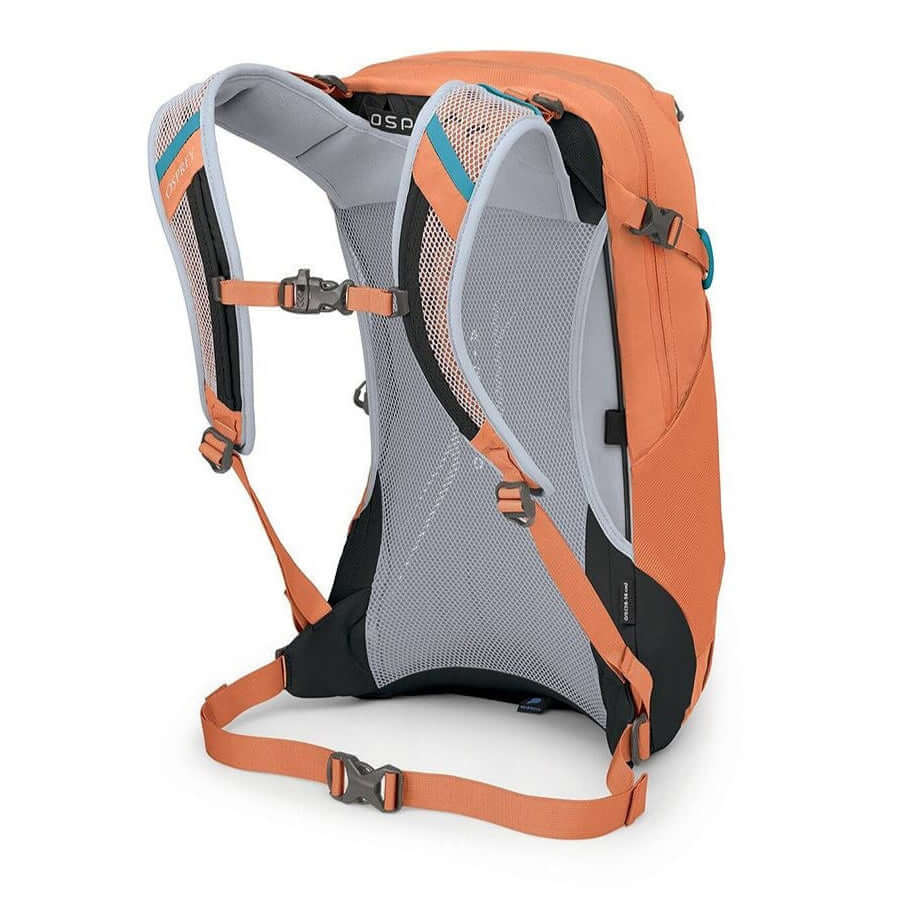 Osprey Hikelite 18 daypack in orange, showcasing AirSpeed™ ventilation and minimalist design for hikers.