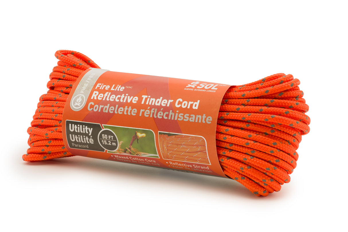 Fire Lite Utility Reflective 50ft Tinder Cord for Survival