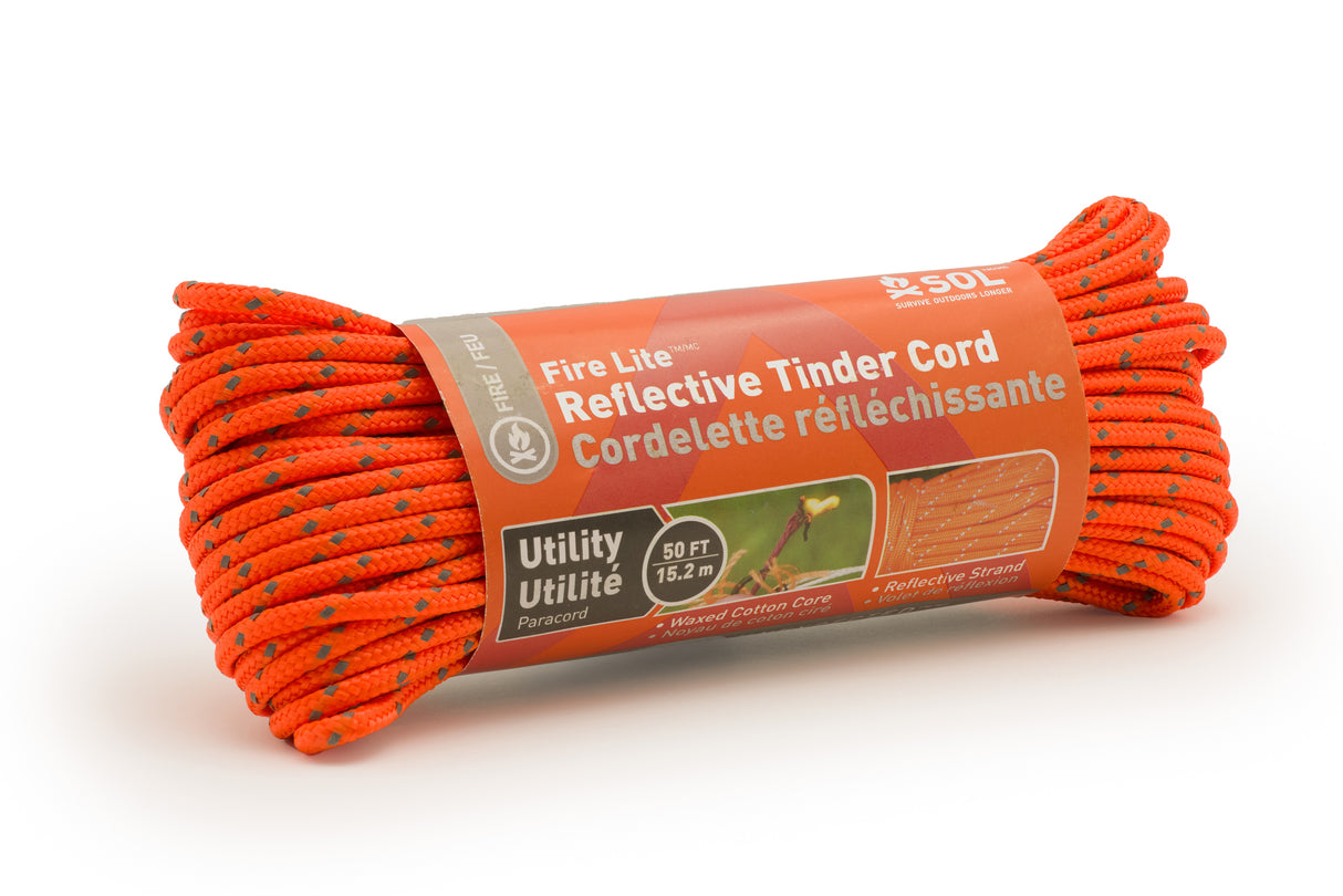 Fire Lite Utility Reflective 50ft Tinder Cord for Survival