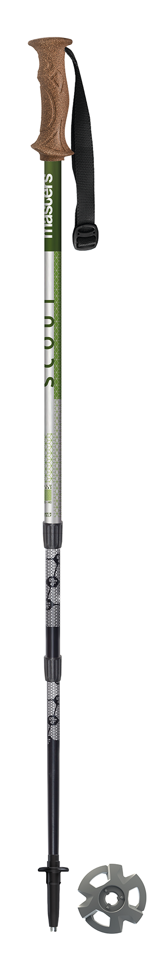 Masters Scout Hiking & Trekking Poles in Green, lightweight 248 g with ergonomic Palmo handle and strap