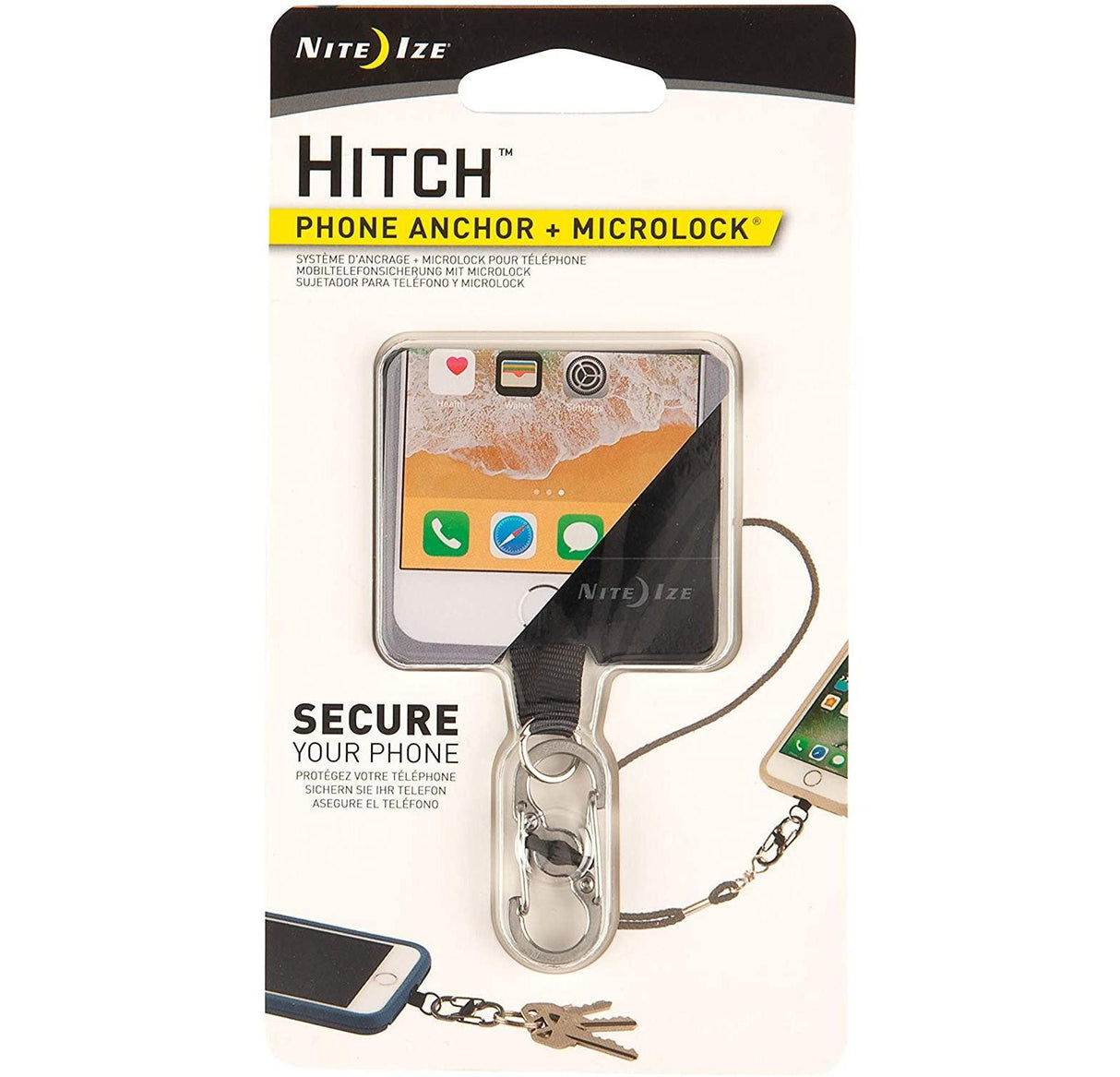 Nite Ize Hitch Phone Anchor + Microlock Locking Clip Tether
