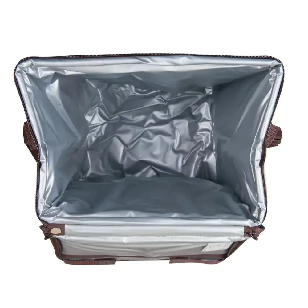 Interior view of Campingaz Ethnic MiniMaxi 19L Soft Cooler Bag showing spacious compartment for storage.