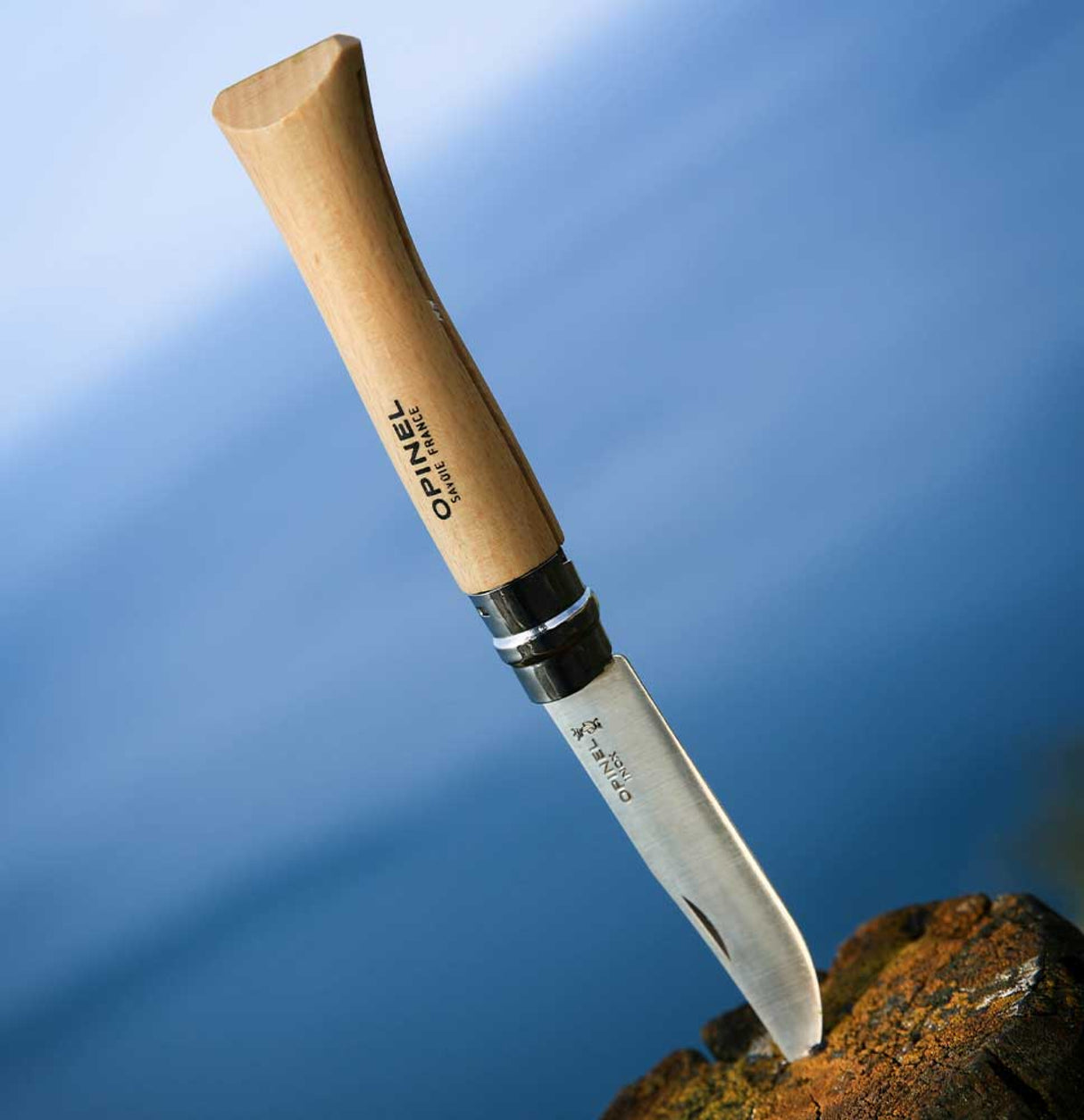 Opinel Traditional Stainless Steel Knife with Virobloc safety ring for outdoor and daily use
