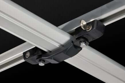Detailed view of Thule Approach - Car Roof Top Tents mounting hardware designed for secure attachment to vehicle roof.
