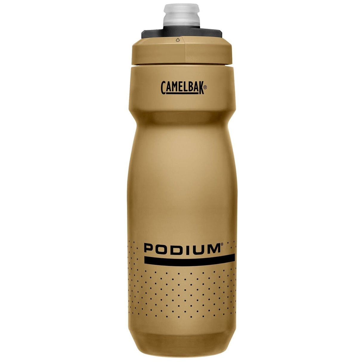 Camelbak Podium Bike Bottle Squeeze Water Bottle 24 oz - Tan bottle for cyclists, ensuring top performance and hydration.
