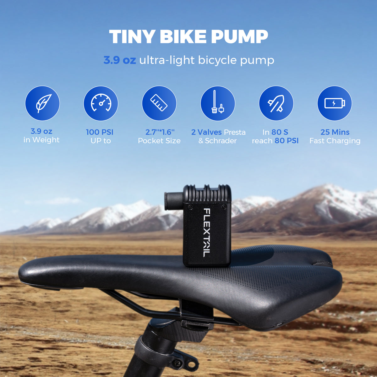 Flextail Tiny Bike Pump Travel Compact Cycle Inflator