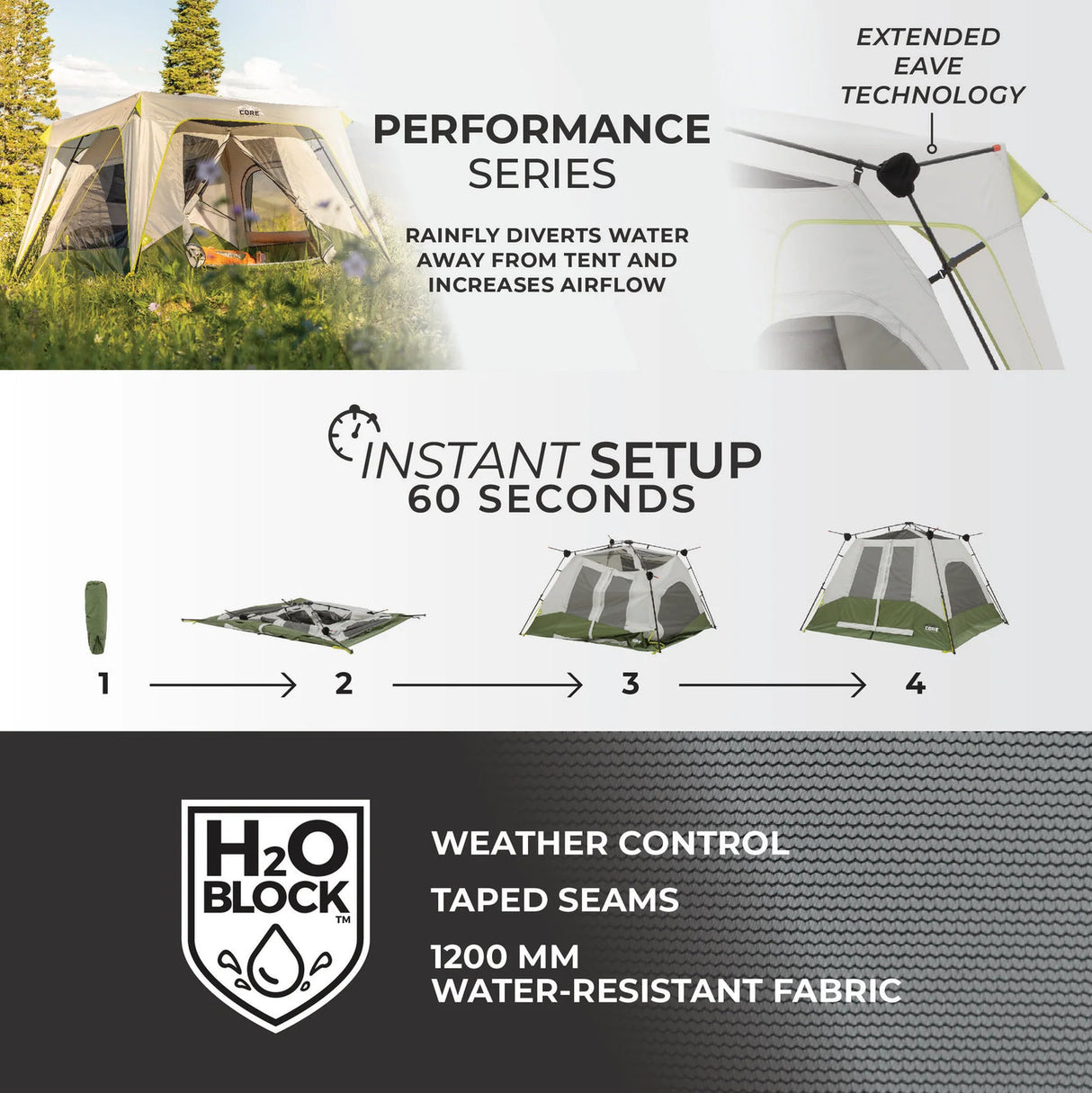 4 Person Instant Cabin Performance Tent - 8' x 7'