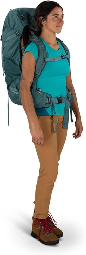 Osprey Renn 50L - Women’s backpacking pack in Aurora Teal side view