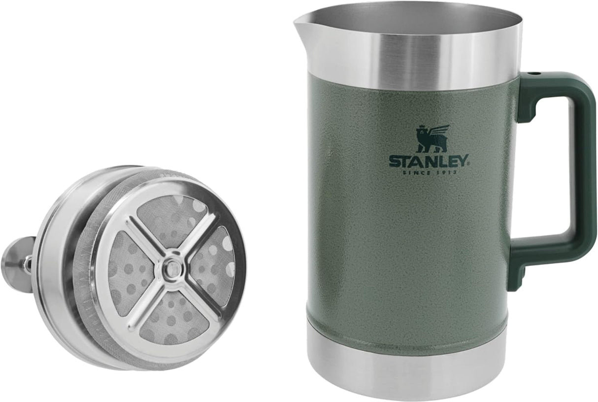 Stanley Classic Stay Hot French Press - 48 oz with stainless steel mesh filter for brewing bold coffee.