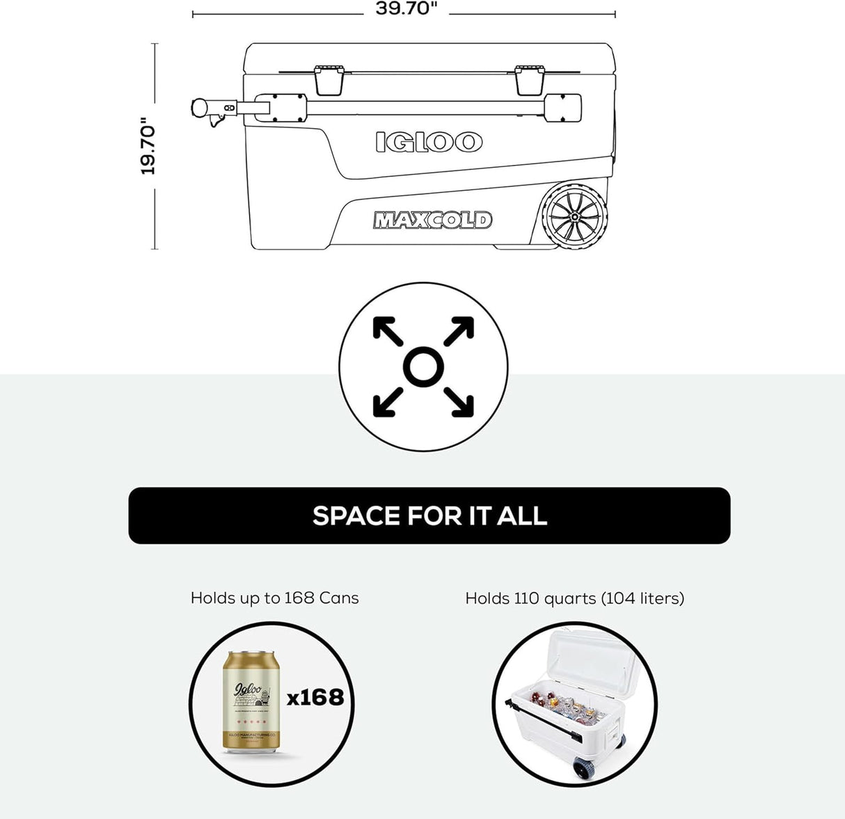 Igloo Sunset Glide 110 Qt / 104 L Wheeled Cooler
