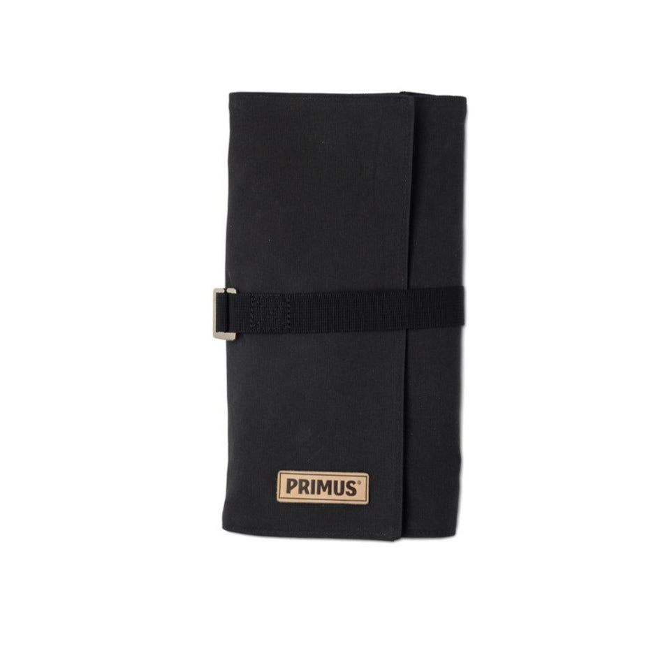 Primus CampFire Cutting Set in black case, portable kitchen tool for outdoor meals.