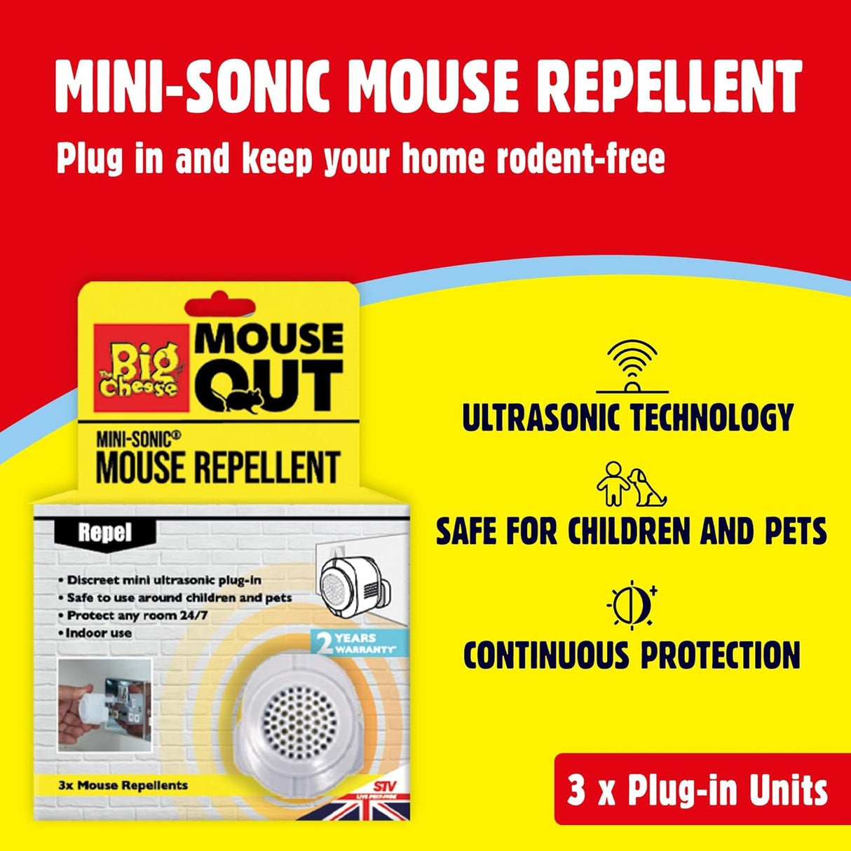Mouse Out Mini-Sonic Mouse Repellent - 3 Pack