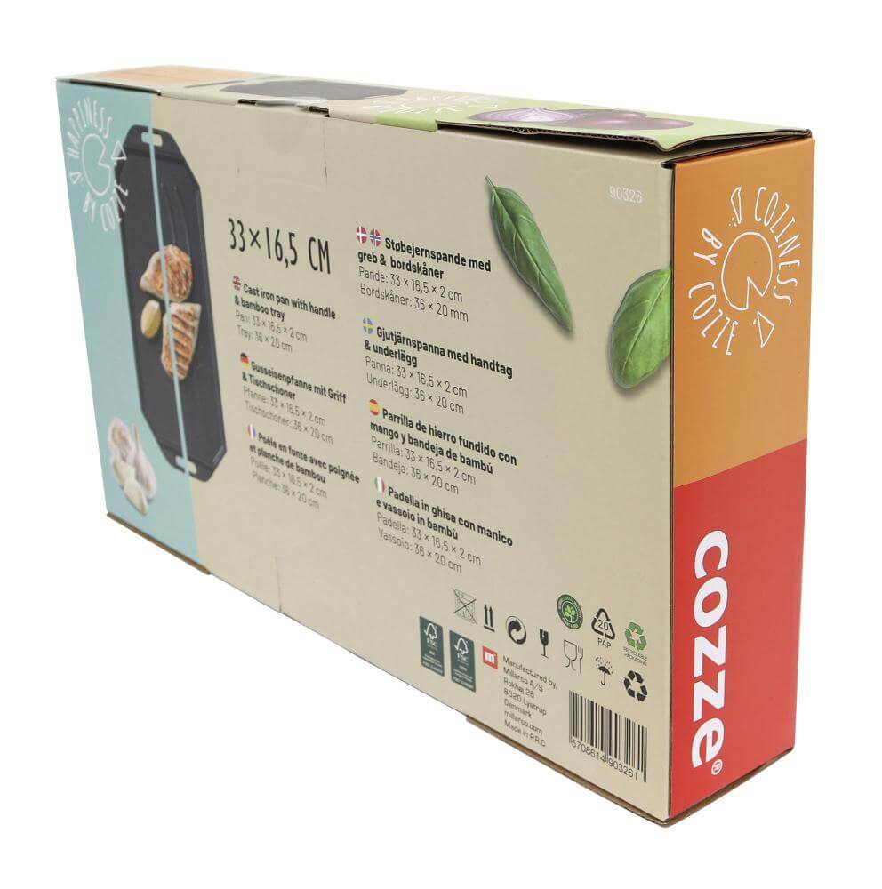 Reversible Cast Iron Pan with Wooden Tray