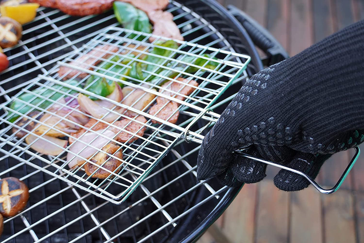 Saborr Flat Steel Barbeque Mesh with Soft Grip Handle