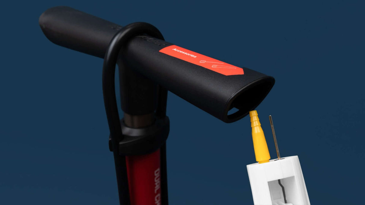 Dual Charger Floor Pump - Red