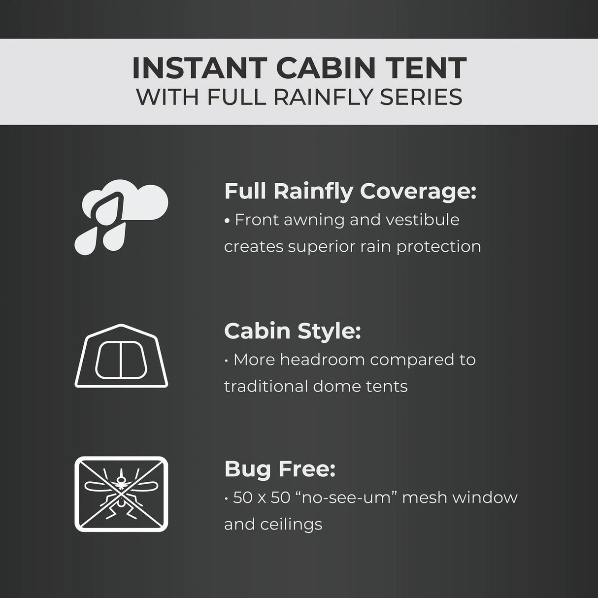 9 Person Instant Cabin Tent with Full Rainfly - 14' x 9'
