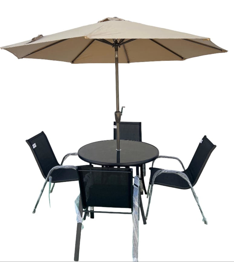 Large Steel Round 6-Piece Patio Set