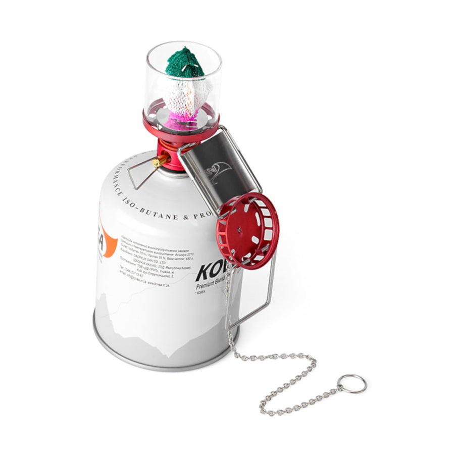 Kovea Firefly Lantern gas lamp with piezo ignition for camping, lightweight and compact design ideal for outdoor adventures.