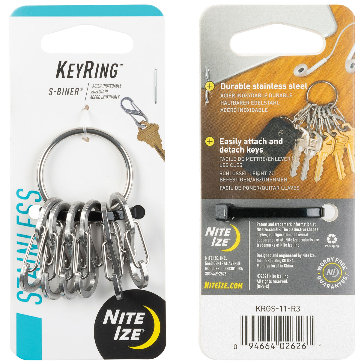 Nite Ize Keyring Steel S-Biner Durable Key Clip