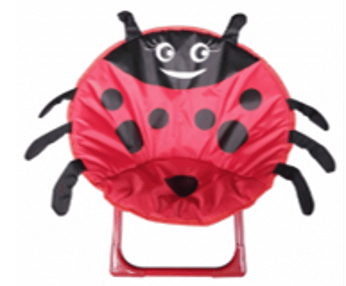 Kids Moon Chair - Mix Colors in a ladybug design, perfect for kids' outdoor fun and relaxation.