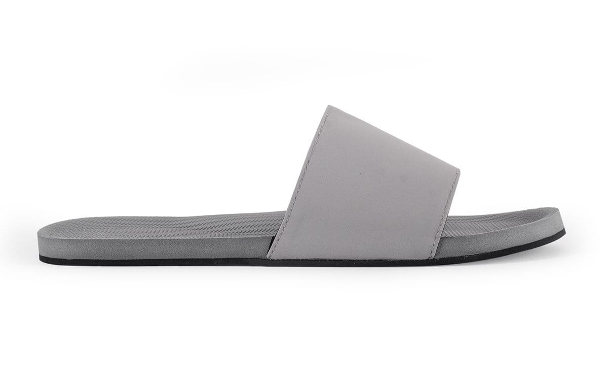Indosole Slides Recycled Tire Sole Sandals for men in gray, eco-friendly footwear for sustainable comfort and style.