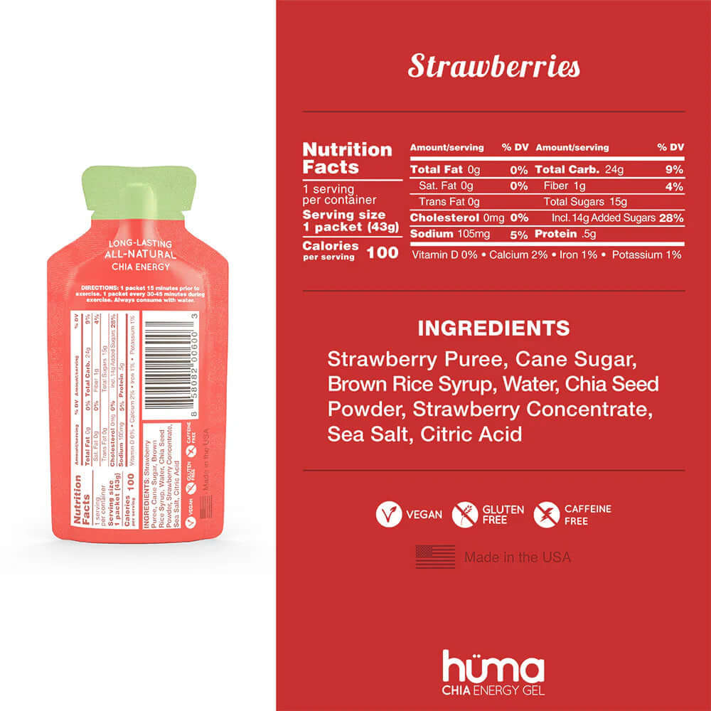 Huma Chia Energy Gel - Strawberries - 43g