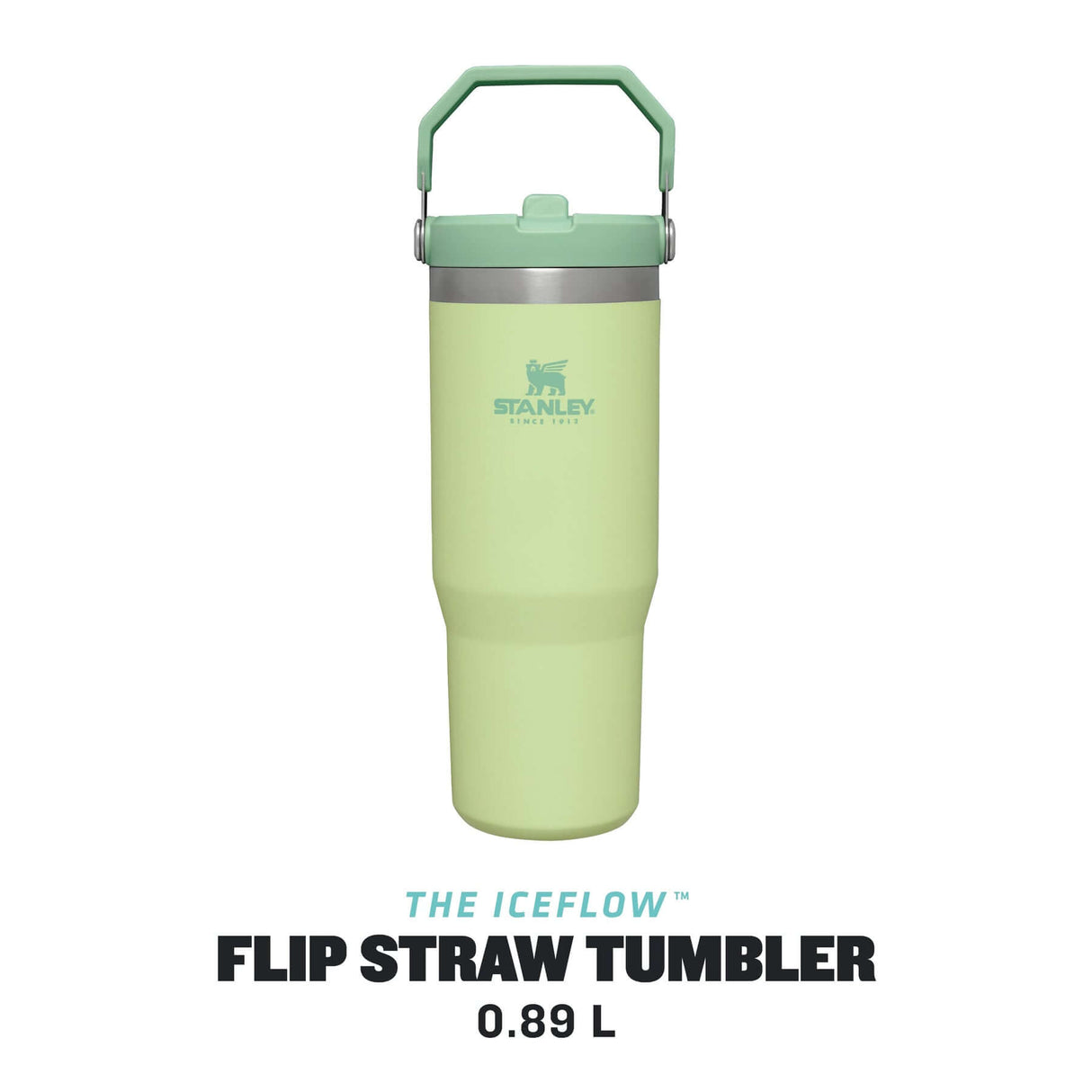 Stanley Classic IceFlow Flip Straw Tumbler in mint green color 30 oz / 890 ml with flip straw lid.
