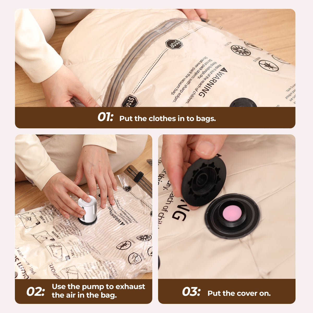 Flextail Vacuum Storage Bags — efficient packing layout for carry-on luggage.
