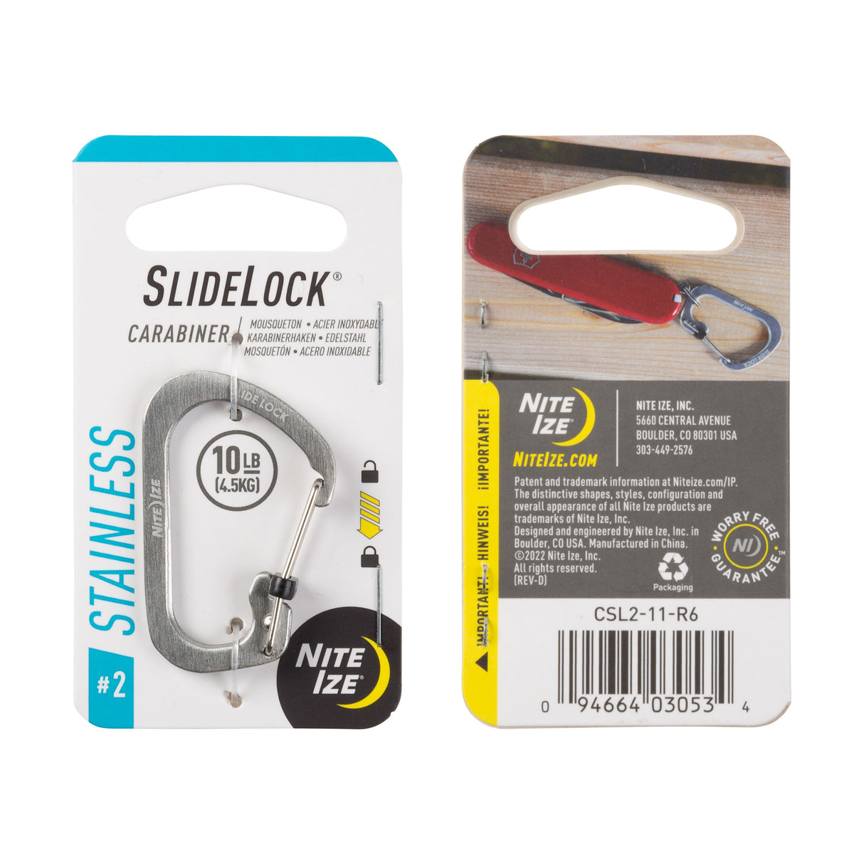 Nite Ize SlideLock Carabiner Stainless Steel Secure Clip