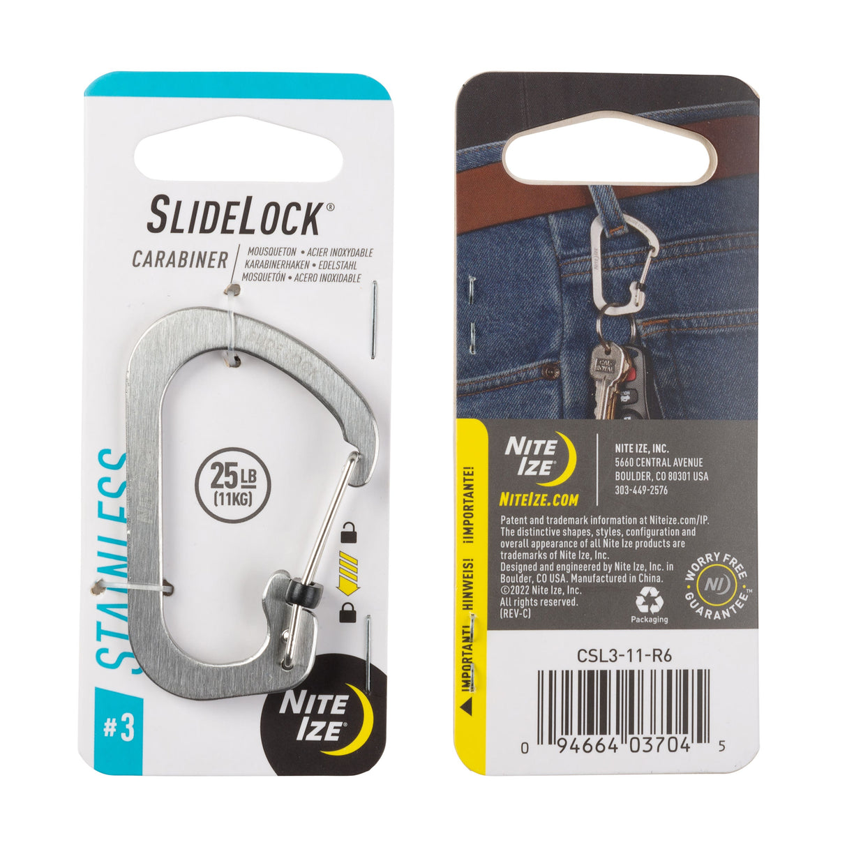 Nite Ize SlideLock Carabiner Stainless Steel Secure Clip