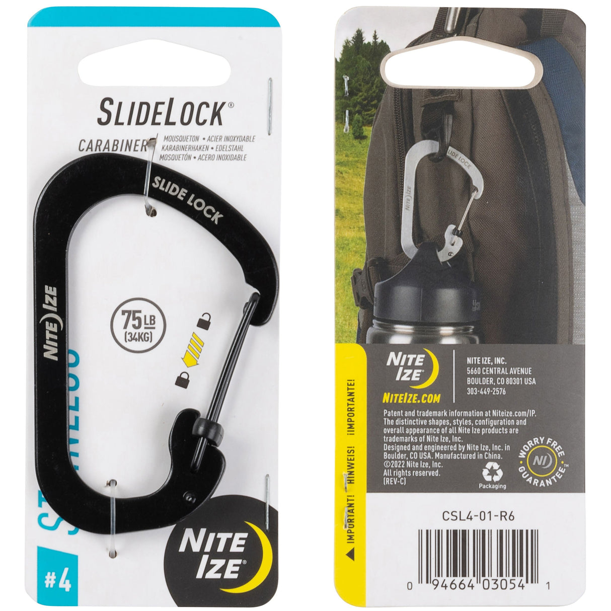 Nite Ize SlideLock Carabiner Stainless Steel Secure Clip