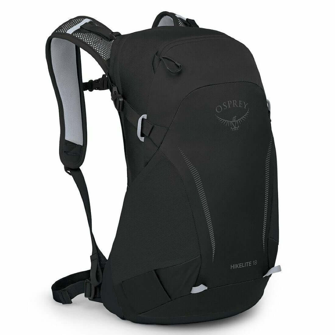 Osprey Hikelite 18-liter backpack with AirSpeed ventilation, sleek design, and minimalist style for hiking.