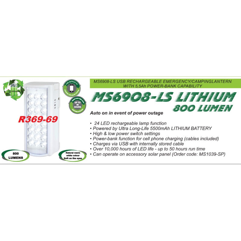 Lithium 800 Lumen Led Lantern w/ Power Bank