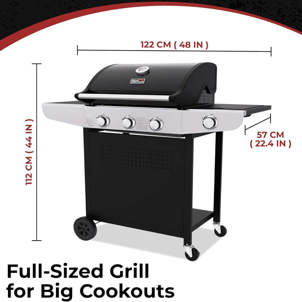 Royal Gourmet Gas Barbecue Grill 3 Burners and Side Burner - Outdoor BBQ