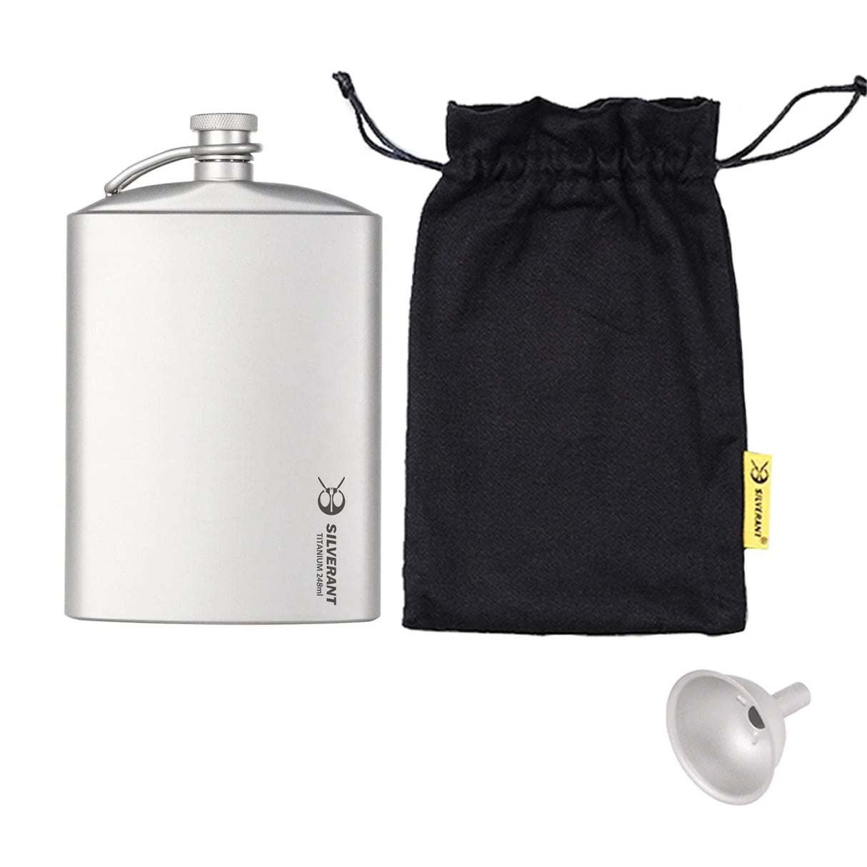 Titanium Hip Flask and Funnel - 8.4 oz / 248 ml