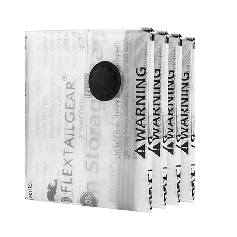 Flextail Vacuum Storage Bags — electric pump evacuating air from bag valve.