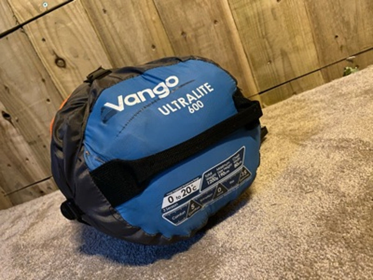 Vango Ultralite 600 Sleeping Bag packed size around 22 x 20 cm in stuff sack
