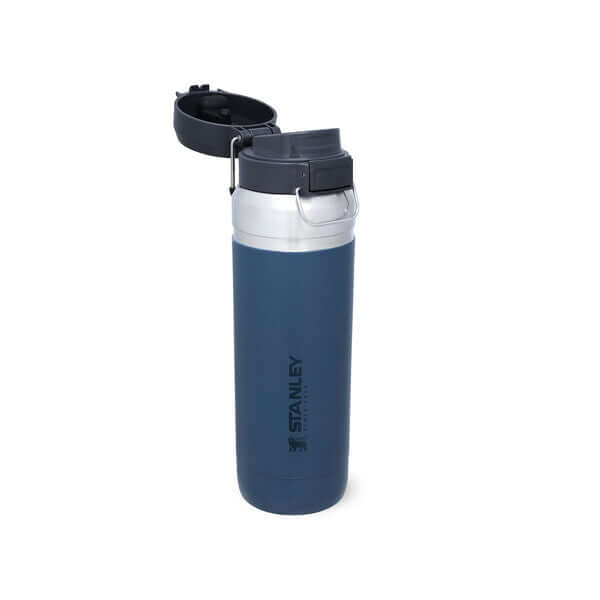 Stanley Go Quick Flip Water Bottle - 34 oz, leakproof design, ideal for hydration, blue color, open flip lid shown.