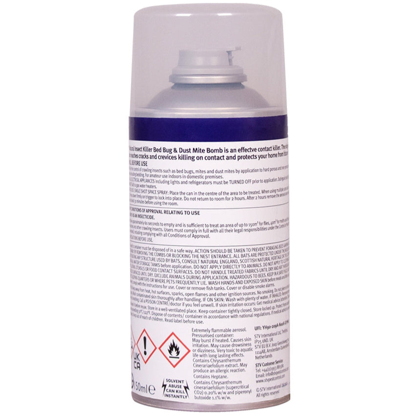 Bed Bug and Dust Mite Killer Bomb One-Shot Aerosol - 150ml