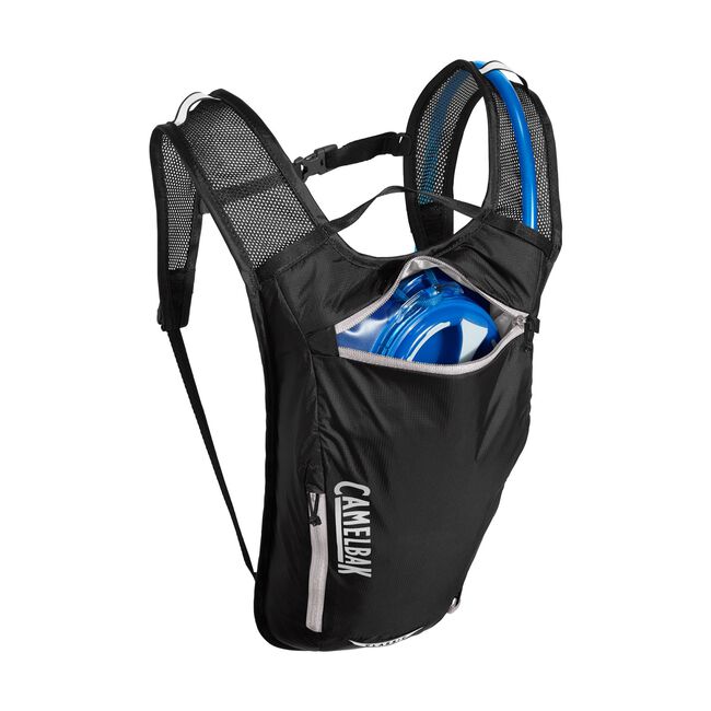 CamelBak Classic Light Hydration Pack secure zip pocket for phone and keys.