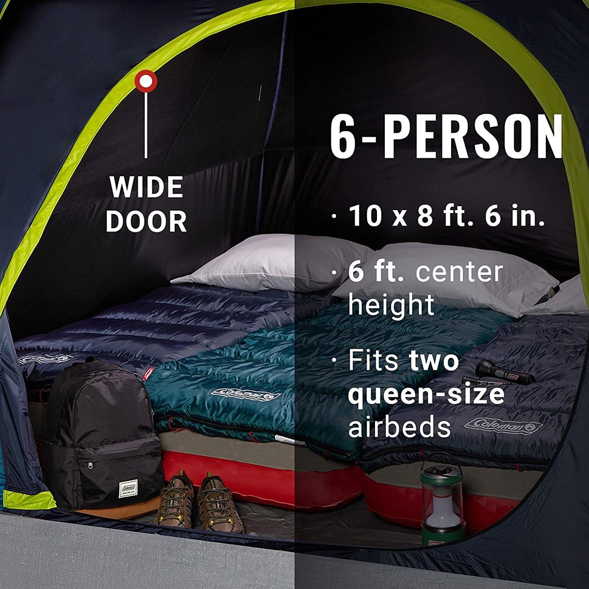 6-Person Dark Room Skydome Camping Tent