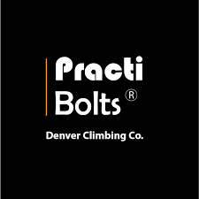Practi Bolts logo with text 'Denver Climbing Co.' emphasizing durability and reliability for safe climbing.
