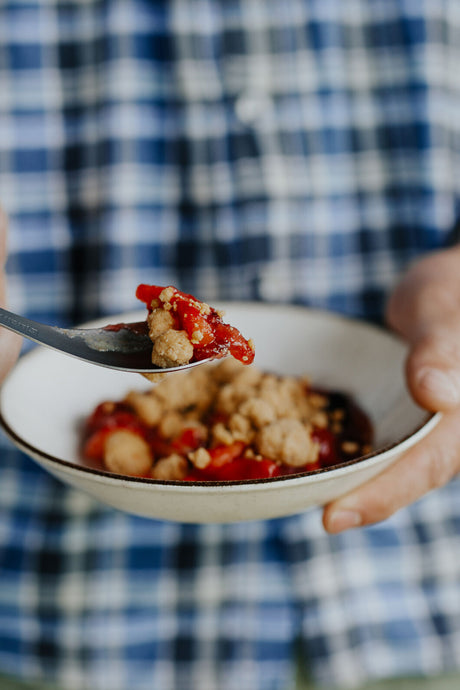 Back Country Cuisine Apple and Berry Crumble dessert served in a bowl