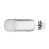 Top view of Thule Verse add-on - 2 Bike attached to a car, expanding hitch rack for 4 bikes with a focus on the Thule brand.