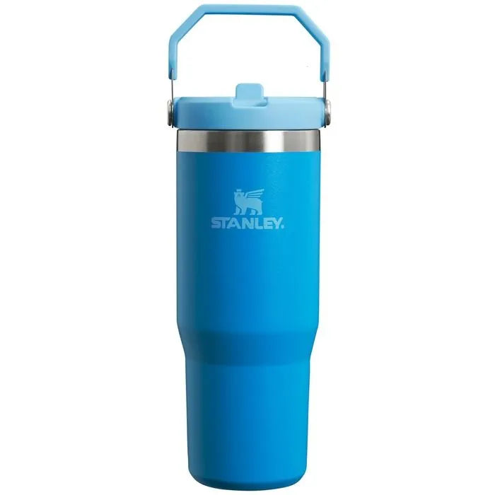 Stanley IceFlow Flip Straw Tumbler - 30 oz, blue, double-wall vacuum insulation, with built-in flip straw for easy sipping.
