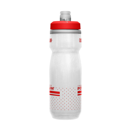 CamelBak Podium Chill Bike Bottle - 21 oz / 620 ml - Insulated cycling water bottle with red lid.