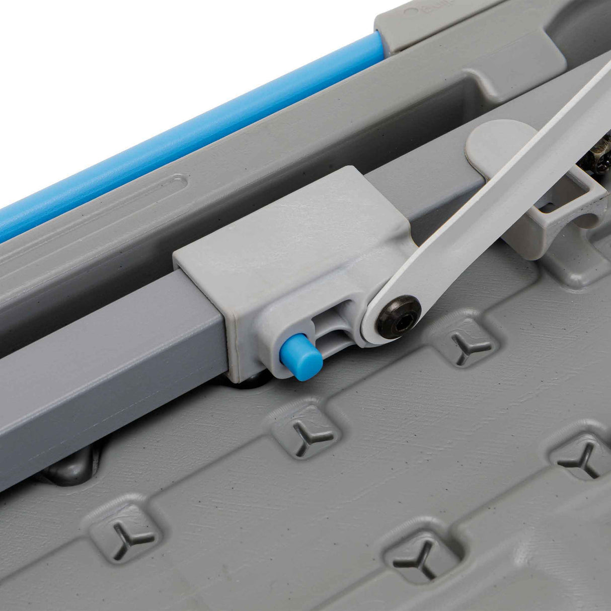 Core Equipment 4 Foot Outdoor Table with FlexRail — stain- and UV-fade-resistant tabletop surface close-up.