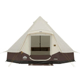 6 Person Lighted Bell Tent - 13' x 12' featuring spacious design and modern lighting for camping.